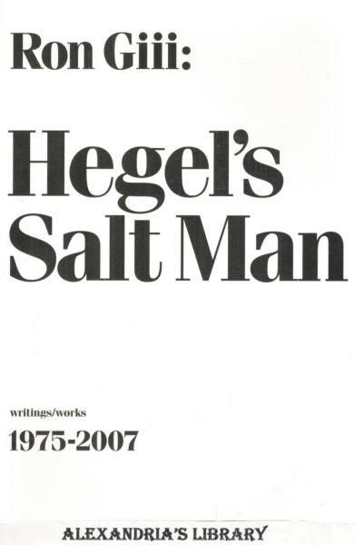 Image for Hegel's Salt Man - Writings/Works 1975-2007